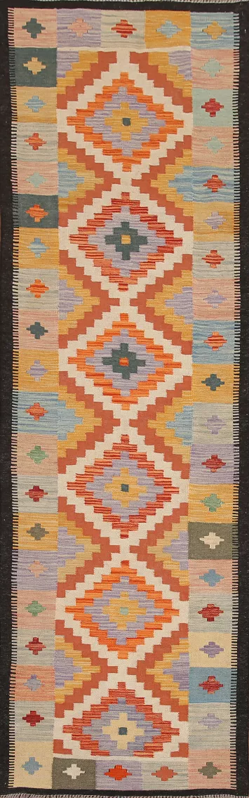 Reversible Wool Kilim Oriental Runner Rug 3x10