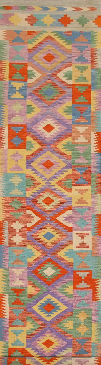 Reversible Wool Kilim Oriental Runner Rug 3x16