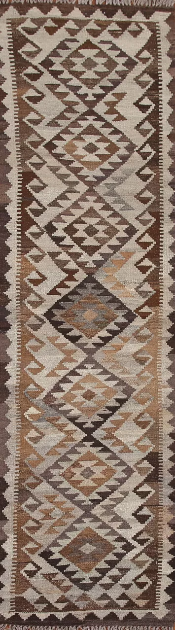 Reversible Wool Kilim Runner Rug 3x10