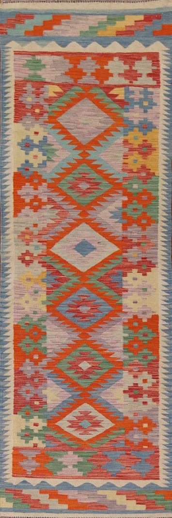 Geometric Kilim Oriental Runner Rug 3x10