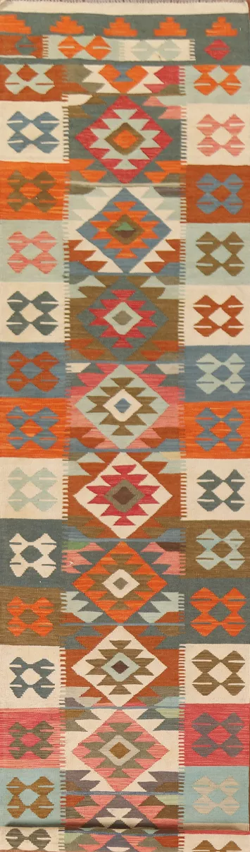 Reversible Wool Kilim Oriental Runner Rug 3x16