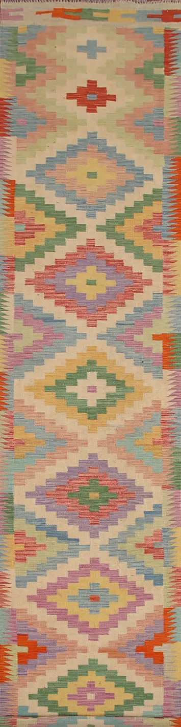 Reversible Wool Kilim Runner Rug 3x16