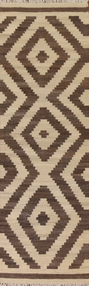 Reversible Wool Kilim Oriental Runner Rug 3x10