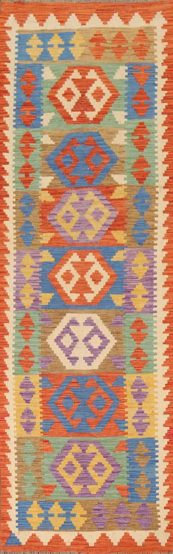 Reversible Wool Kilim Runner Rug 3x10