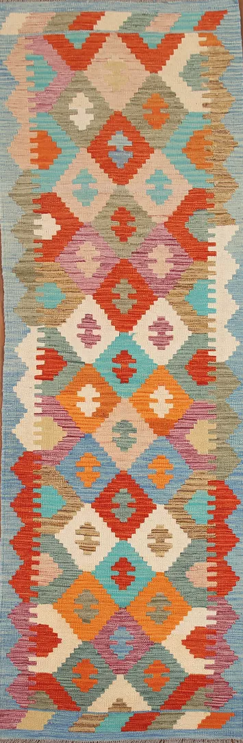 Geometric Kilim Oriental Runner Rug 3x10