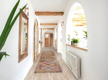 Reversible Wool Kilim Runner Rug 2x15