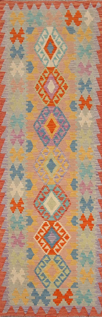 Reversible Wool Kilim Runner Rug 3x10
