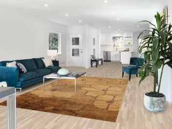 Gold Floral Abstract Area Rug 7x10