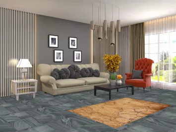 Gold Floral Abstract Area Rug 3x5