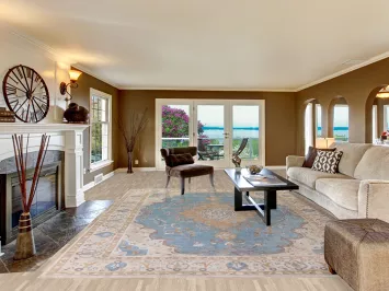 Blue Distressed Tabriz Persian Area Rug 10x13