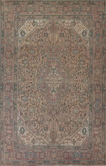 Vintage Geometric Tabriz Persian Area Rug 6x9