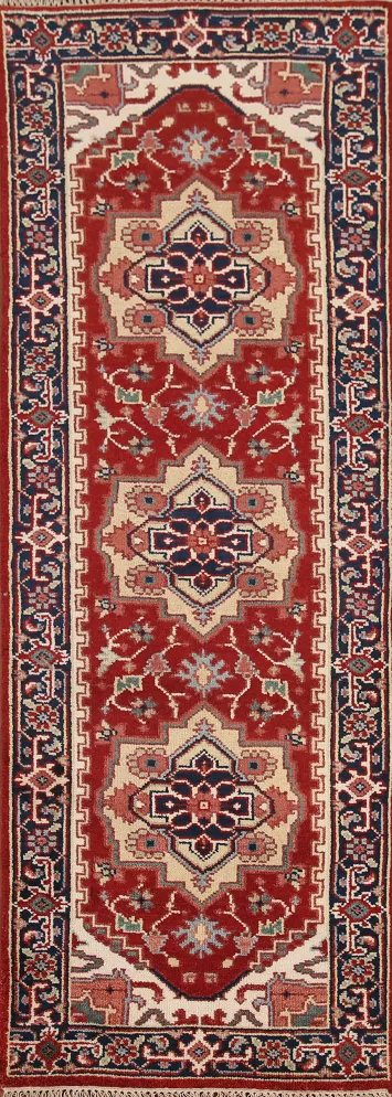 Geometric Heriz Serapi Runner Rug 3x8