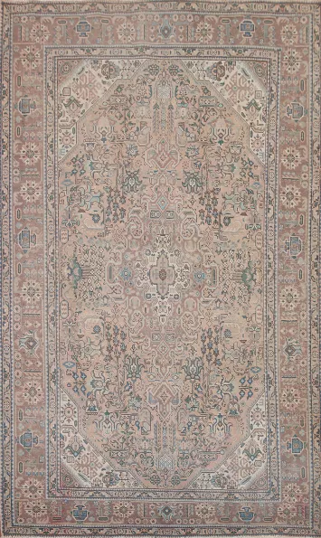 Geometric Pink Tabriz Persian Area Rug 7x10