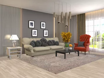 Geometric Pink Tabriz Persian Area Rug 7x10