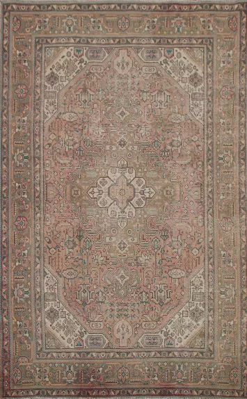 Distressed Wool Tabriz Persian Area Rug 7x10