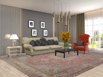 Distressed Pink Tabriz Persian Area Rug 10x13