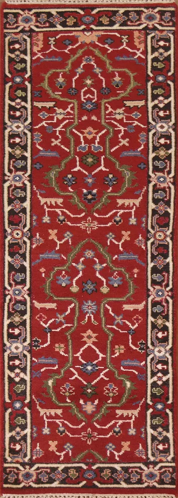 Red Heriz Serapi Oriental Runner Rug 2x8