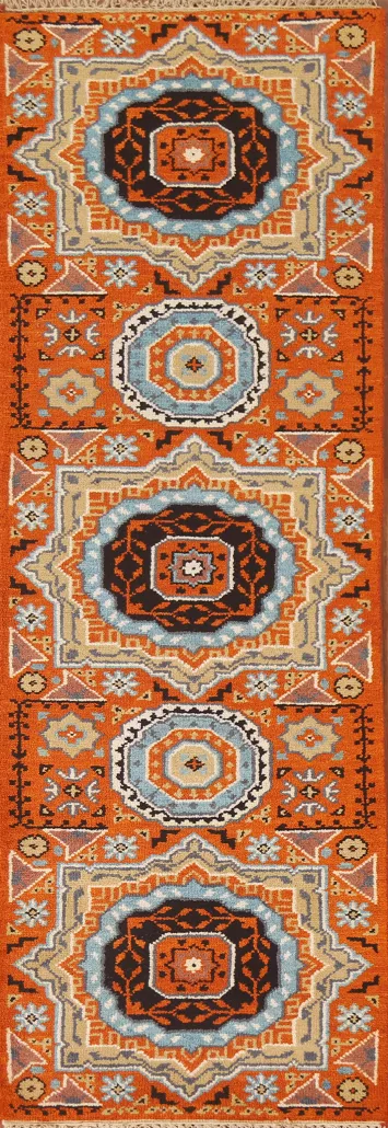 Orange Heriz Serapi Wool Runner Rug 2x8
