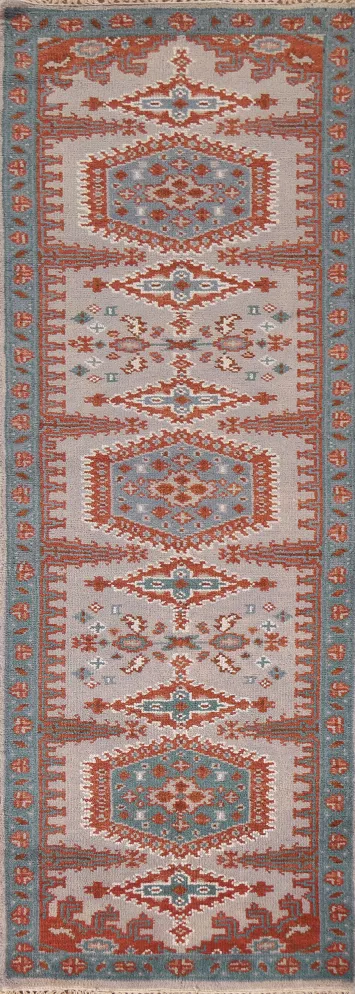 Geometric Heriz Serapi Wool Runner Rug 3x8