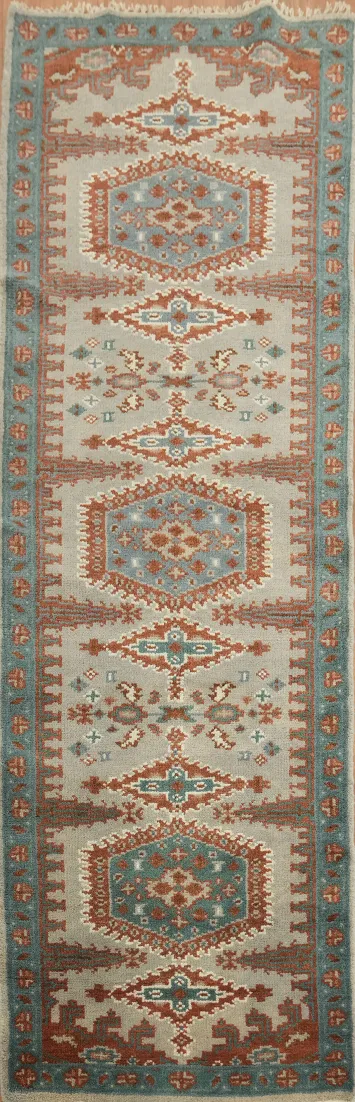 Geometric Heriz Serapi Wool Runner Rug 3x8