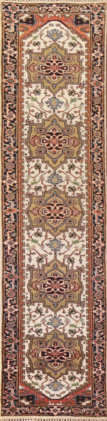 Ivory Heriz Serapi Geometric Runner Rug 2x12