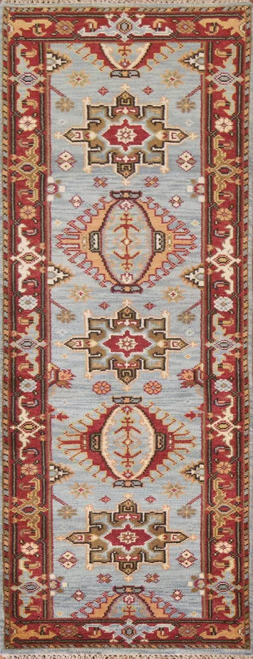 Geometric Heriz Serapi Wool Runner Rug 3x8