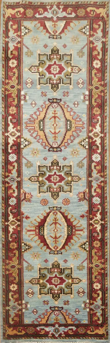 Geometric Heriz Serapi Wool Runner Rug 3x8