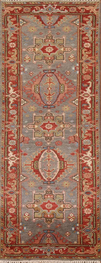 Geometric Heriz Serapi Oriental Runner Rug 3x8
