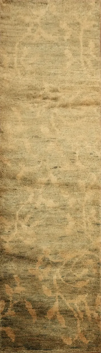 Brown/ Gold Abstract Runner Rug 3x10