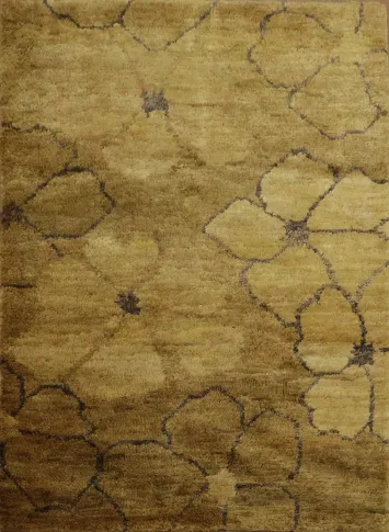 Floral Contemporary Gold Area Rug 5x7