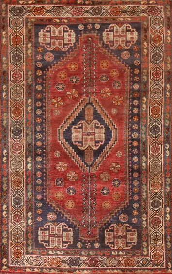 Geometric Red Shiraz Persian Area Rug 5x8