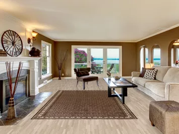 All-Over Brown Mashad Persian Area Rug 6x10