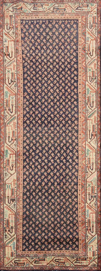 Navy Blue Botemir Persian Runner Rug 4x10