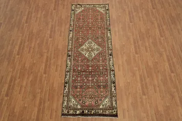 Geometric Red Hamedan Persian Runner Rug 3x10