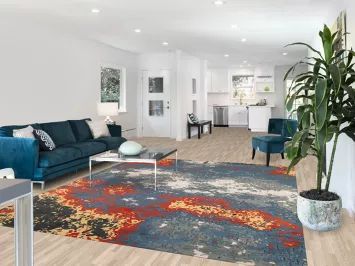 Blue Abstract Oriental Area Rug 8x10