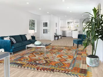 Geometric Kilim Reversible Wool Area Rug 9x11