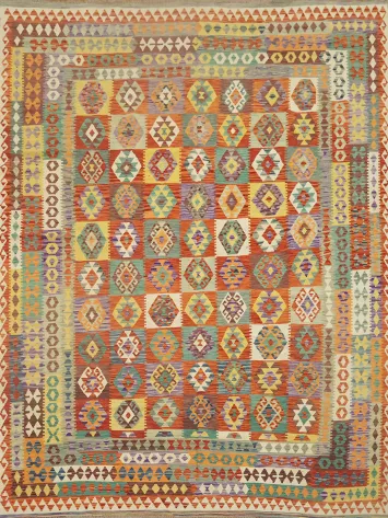 Reversible Wool Kilim Area Rug 10x13