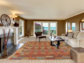 Geometric Kilim Wool Area Rug 10x13