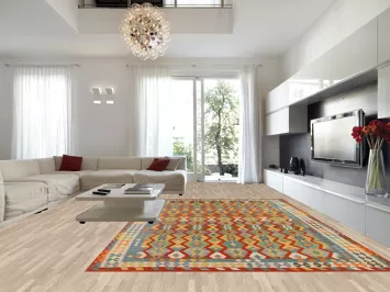 Geometric Kilim Large Wool Rug 10x16