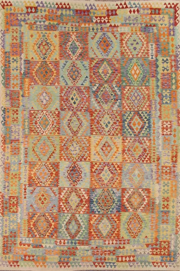Colorful Kilim Reversible Wool Area Rug 10x13
