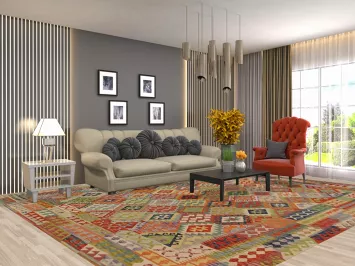 Reversible Wool Kilim Geometric Area Rug 10x13