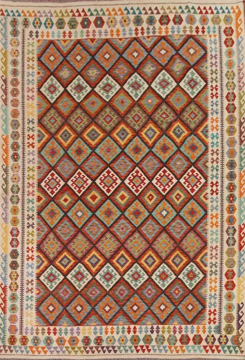 Reversible Wool Kilim Area Rug 10x13