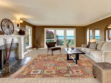 Geometric Wool Kilim Oriental Area Rug 10x13