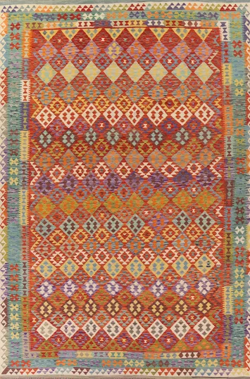 Colorful Kilim Reversible Wool Area Rug 10x13