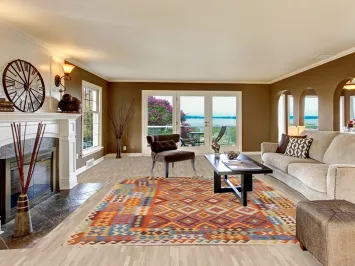 Geometric Kilim Wool Area Rug 8x11