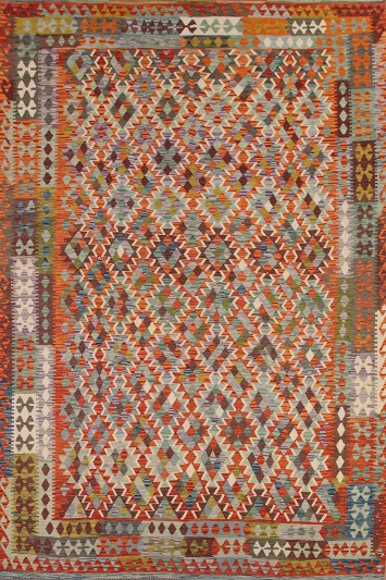 Reversible Wool Kilim Oriental Area Rug 10x13