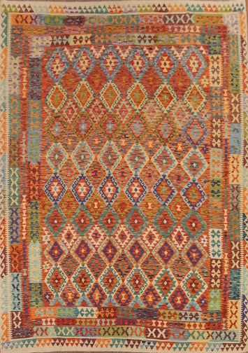 Reversible Wool Kilim Area Rug 10x13
