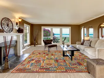 Geometric Kilim Reversible Wool Area Rug 10x13