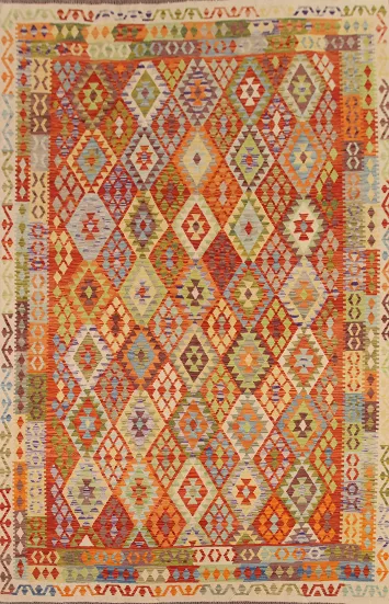 Kilim Geometric Wool Area Rug 9x11