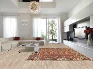 Geometric Kilim Reversible Wool Area Rug 10x13